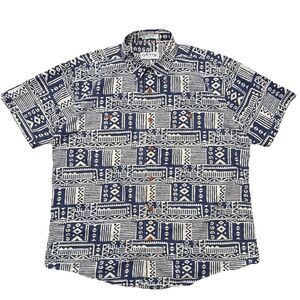 Vintage Orvis Shirt Men XL Tribal Polynesian Hawaiian Button Up Haka Beach